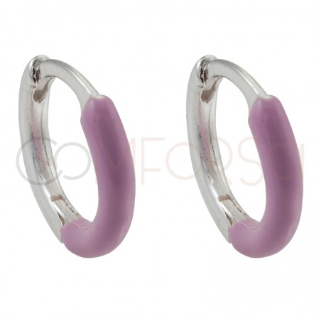 Créole avec émail rose 12mm argent 925 plaqué or