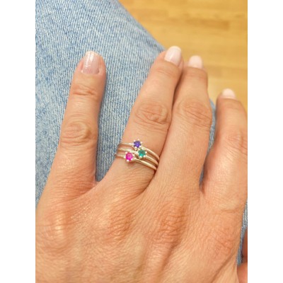 Bague avec zircone améthyste argent 925