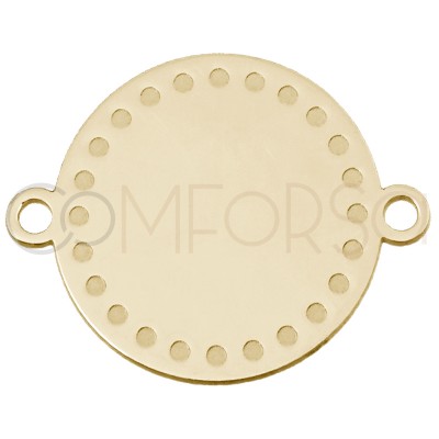 Intercalaire ronde avec points 15 mm en argent plaqué or