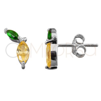 Boucles d'oreilles citron 9x4mm argent 925  plaqué or