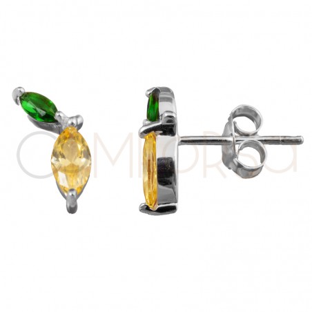 Boucles d'oreilles citron 9x4mm argent 925  plaqué or