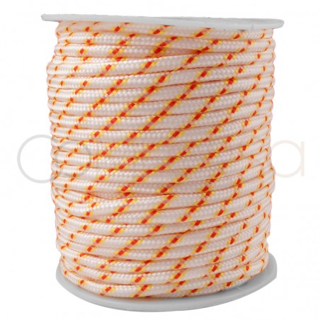 Cordon parachutiste 3 mm tricolore blanc, jaune et orange