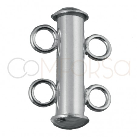 Fermoir tube 2 rangs argent 925 plaqué or