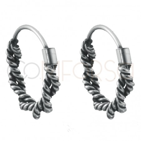 Boucles d'oreilles anneau tressé semi-combiné 14mm en argent 925