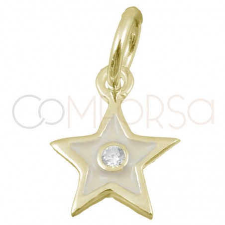 Pendentif étoile beige avec zircone 8x10mm argent 925