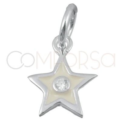Pendentif étoile beige avec zircone 8x10mm argent 925 plaqué or