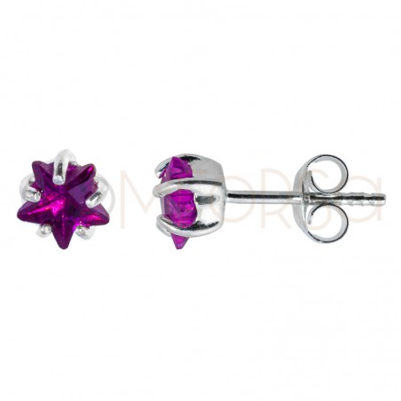 Boucles d'oreilles étoile de zircone ruby 6mm argent 925