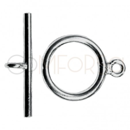 Fermoir T anneau 15 mm avec barre 19mm argent 925 plaqué or