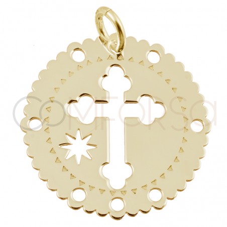 Pendentif croix et étoile 20 mm en argent 925