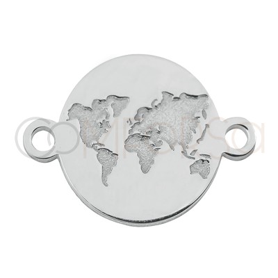 Intercalaire monde bas relief 11mm argent 925 plaqué or