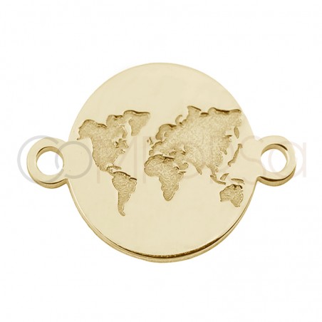 Intercalaire monde bas relief 11mm argent 925 plaqué or
