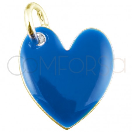 Pendentif-breloque coeur émail bleu Sapphire 10x12mm argent 925
