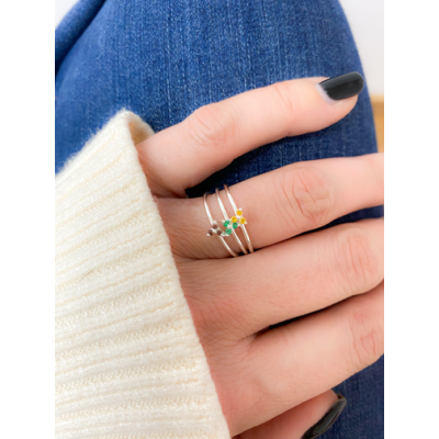 Bague 3 zircons Emerald argent 925 plaqué or