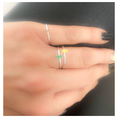 Bague avec zircone rectangulaire 2x5mm emerald argent 925