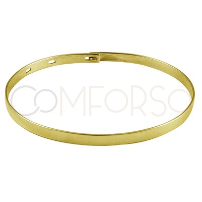 Bracelet lisse et ovale ajustable en argent plaqué or
