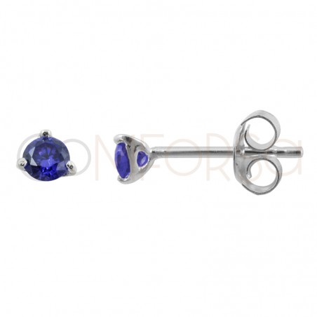 Boucles d'oreilles zircone 3mm Violet argent 925