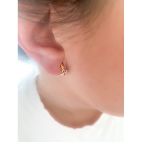 Boucles d'oreilles créoles avec zircone Ruby 12mm argent 925