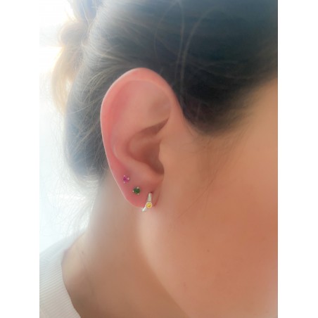 Boucles d'oreilles zircone 3mm Ruby argent 925 plaqué or