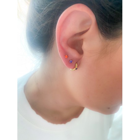 Boucles d'oreilles zircone 3mm Violet argent 925 plaqué or