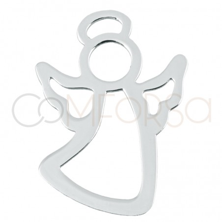 Pendentif-breloque Ange ajouré avec auréole 11.5 x 15.7mm argent 925