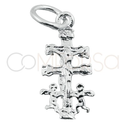 Croix de Caravaca petite 8 x 16mm argent 925 plaqué or