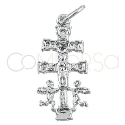 Croix de Caravaca grande 11 x 22mm argent 925 plaqué or