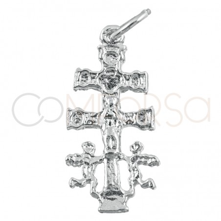 Croix de Caravaca grande 11 x 22mm argent 925 plaqué or