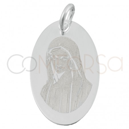 Gravure + Pendentif Vierge de Lourdes 11 x 18mm argent 925