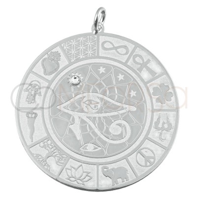 Pendentif œil d'Horus avec symbolisme 30mm argent 925 plaqué or