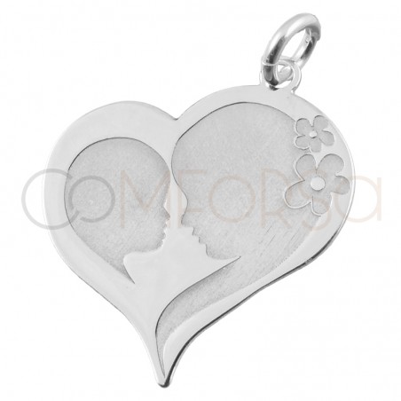 Pendentif coeur maman-fils 18.5 x 20mm argent 925