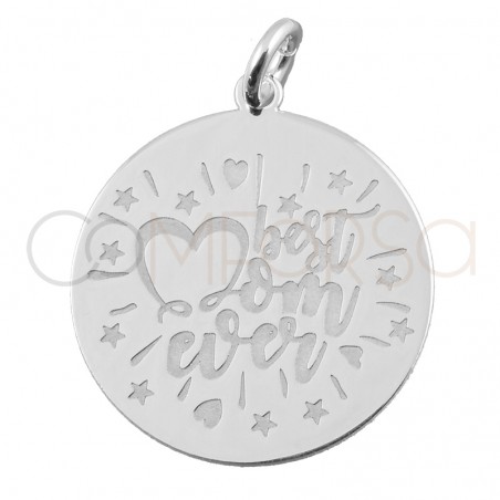 Pendentif "The Best Mom Ever" 18mm argent 925