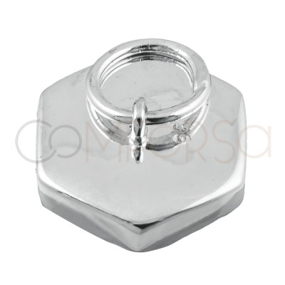Calotte hexagonale à coller 12 x 13.5mm argent 925