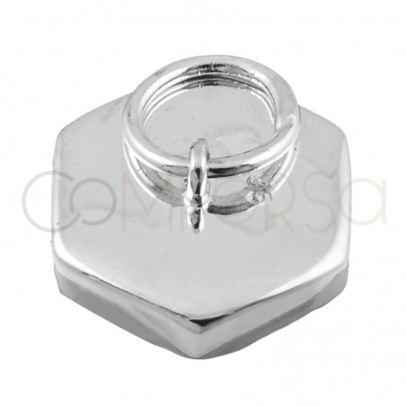 Calotte hexagonale à coller 12 x 13.5mm argent 925