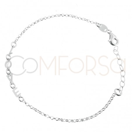 Bracelet Love 17 + 3cm de rallonge argent 925 plaqué or