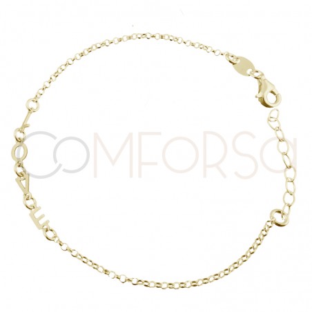 Bracelet Love 17 + 3cm de rallonge argent 925 plaqué or