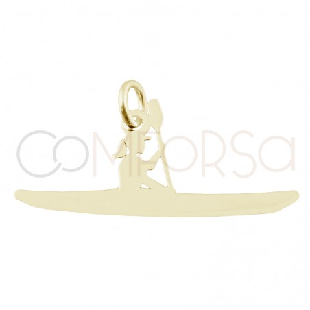 Pendentif-breloque kayak 26 x 11.5mm argent 925 plaqué or