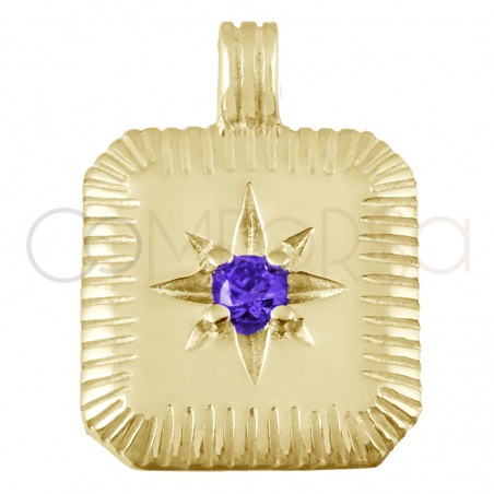 Pendentif pierre de naissance Amethyst (février) 11.5 x 12.5mm argent 925 plaqué or