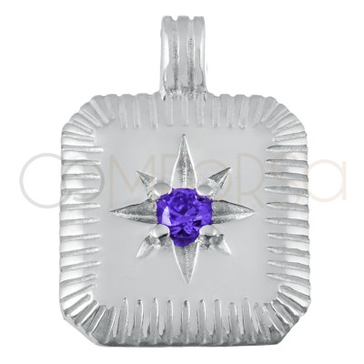 Pendentif pierre de naissance Amethyst (février) 11.5 x 12.5mm argent 925 plaqué or