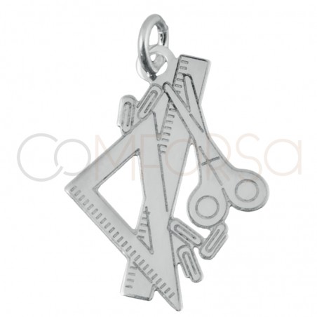 Pendentif fournitures scolaires 15.5x20mm argent 925