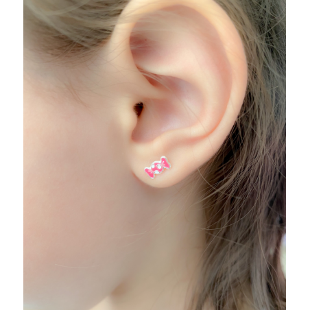 Boucles d’oreilles bonbon rose 8.5 x 4.5mm argent 925