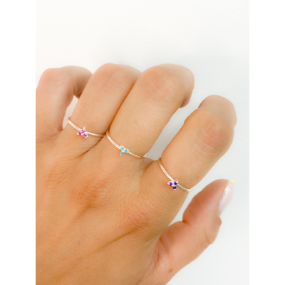 Bague 3 zircones Tanzanite argent 925