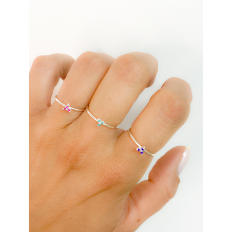 Bague 3 zircones Tanzanite argent 925