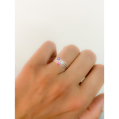 Bague 3 zircones Tanzanite argent 925