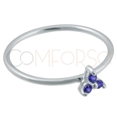 Bague 3 zircones Tanzanite argent 925