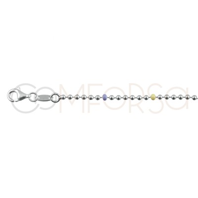 Chevillière avec boules couleur pastel 21.5cm + 4.5cm argent 925