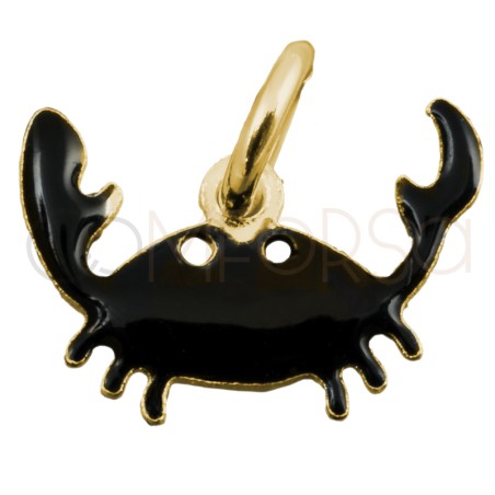 Pendentif crabe avec émail noir 11x8mm argent 925