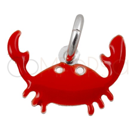 Pendentif crabe avec émail rouge 11x8mm argent 925