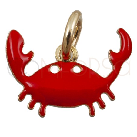 Pendentif crabe avec émail rouge 11x8mm argent 925 plaqué or