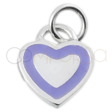 Pendentif cœur violet 11x9mm argent 925