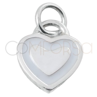 Pendentif cœur blanc 11x9mm argent 925